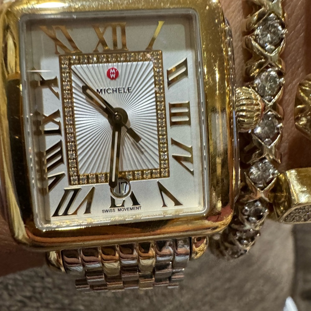 Michele Two-Tone Gold and Silver Watch - Picture 4 of 14